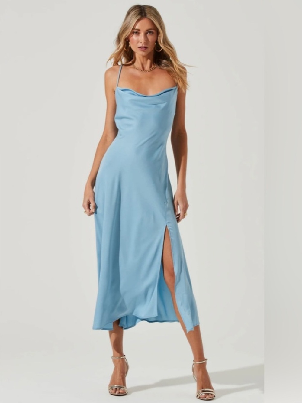 Astr Gaia Slip Dress In Sky Blue